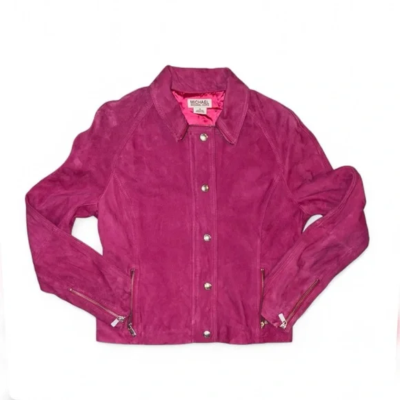 Michael Kors Barbie Pink Suede Jacket Sz Medium Coastal Cowgirl Western Boho Y2K - Picture 7 of 16